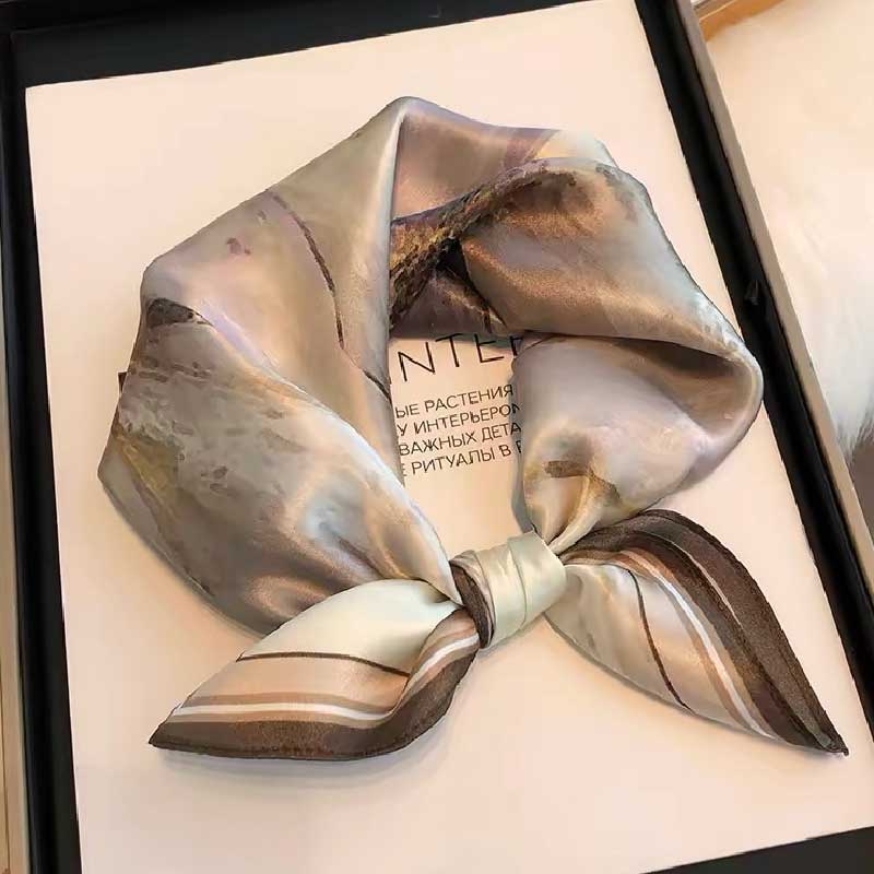 Foulard carré multifonctionnel en Satin pour femmes, 100% soie de mûrier, 53x53cm, bandeau, ruban pour cheveux, foulard Bandana