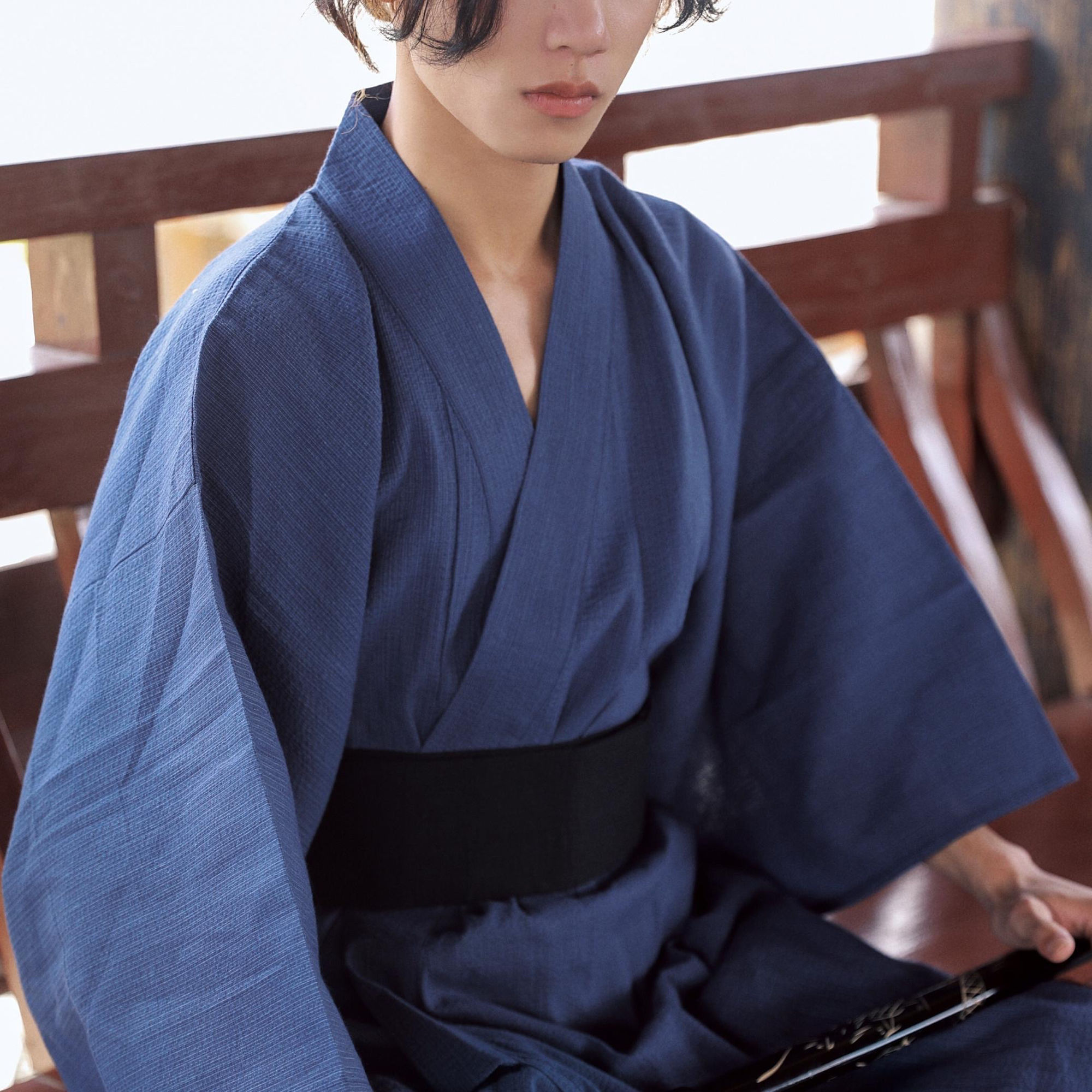 KIMONO – ensemble pyjama traditionnel japonais YUKATA pour hommes, longues Robes d'été avec ceinture, 95% coton, vêtements de nuit, peignoir