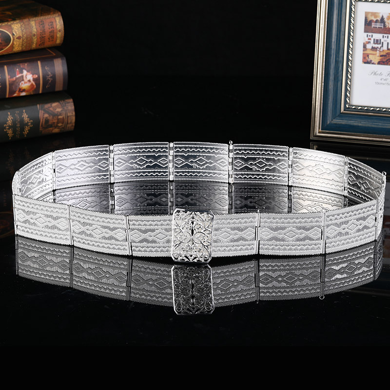Ceinture Caftan Marocaine en Métal Sculpté pour Femme, Bijoux de Taille Exquis pour Robe de Mariée