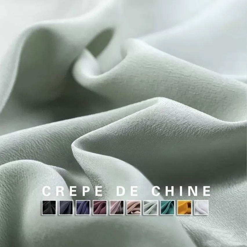 Tissu Crêpe de Chine Uni 140 cm de Largeur 100% Soie de Mûrier pour Robe d'Été Chemise Doux, Tons Neutres Morandi
