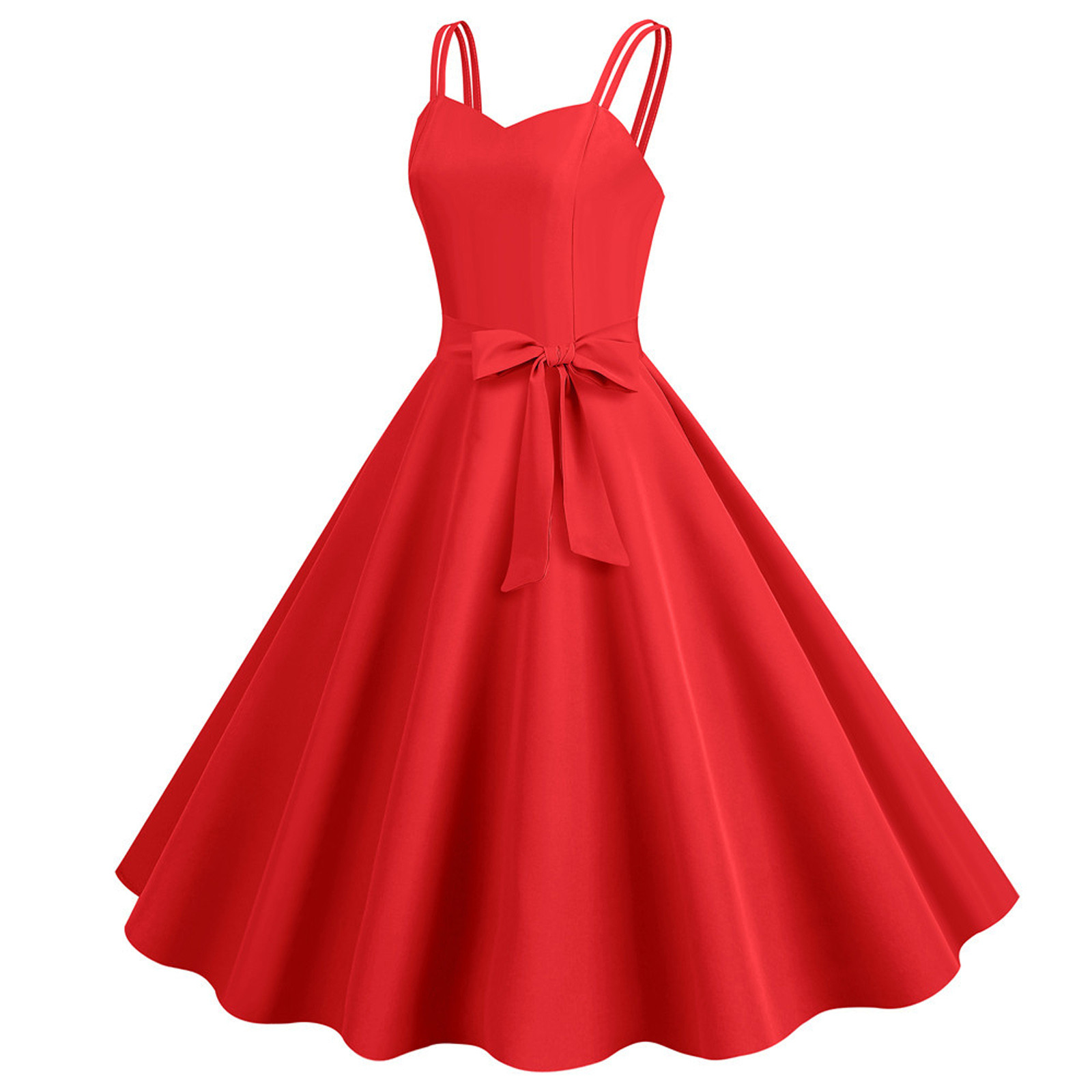 Robe Mi-Longue Élégante à Bretelles Spaghetti pour Femme, Tenue de Mariage Formelle, Grand Ourlet, Couleur Unie, avec Fermeture Éclair au Dos et Nministériels d Papillon