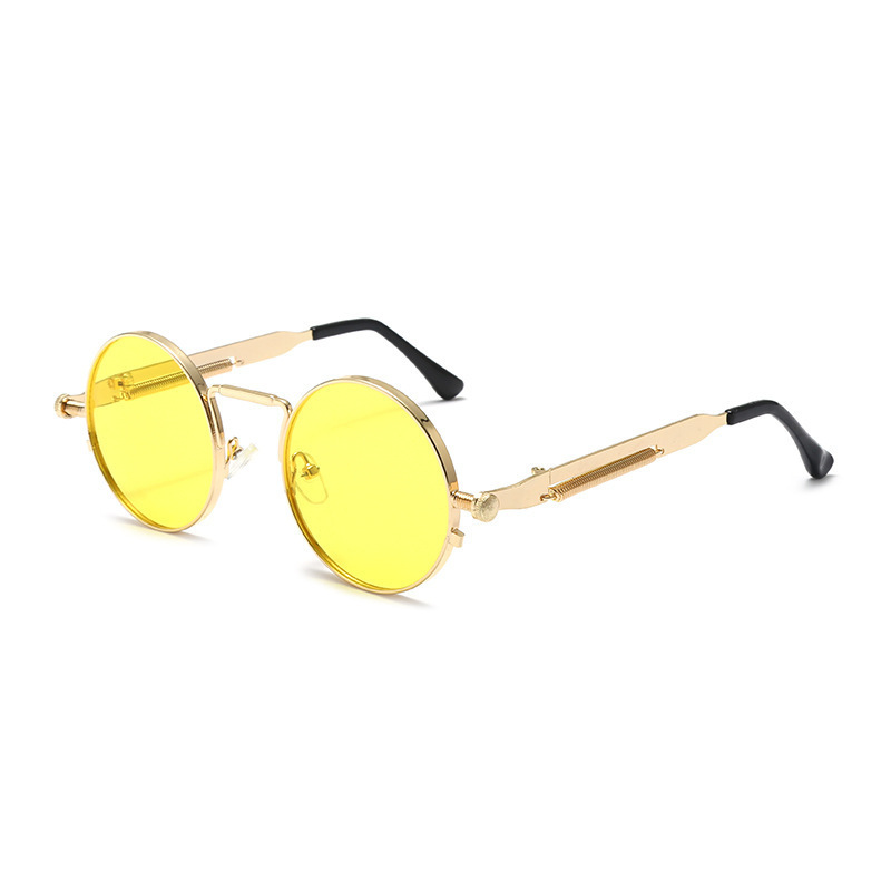 Lunettes de soleil rondes vintage à monture métallique pour femmes et hommes, style punk, lunettes de soleil circulaires, lunettes pour hommes et femmes