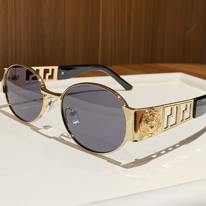 Lunettes de soleil de luxe en métal pour hommes et femmes, lunettes de créateur unisexes, lunettes de mode ovales, lunettes vintage pour femmes