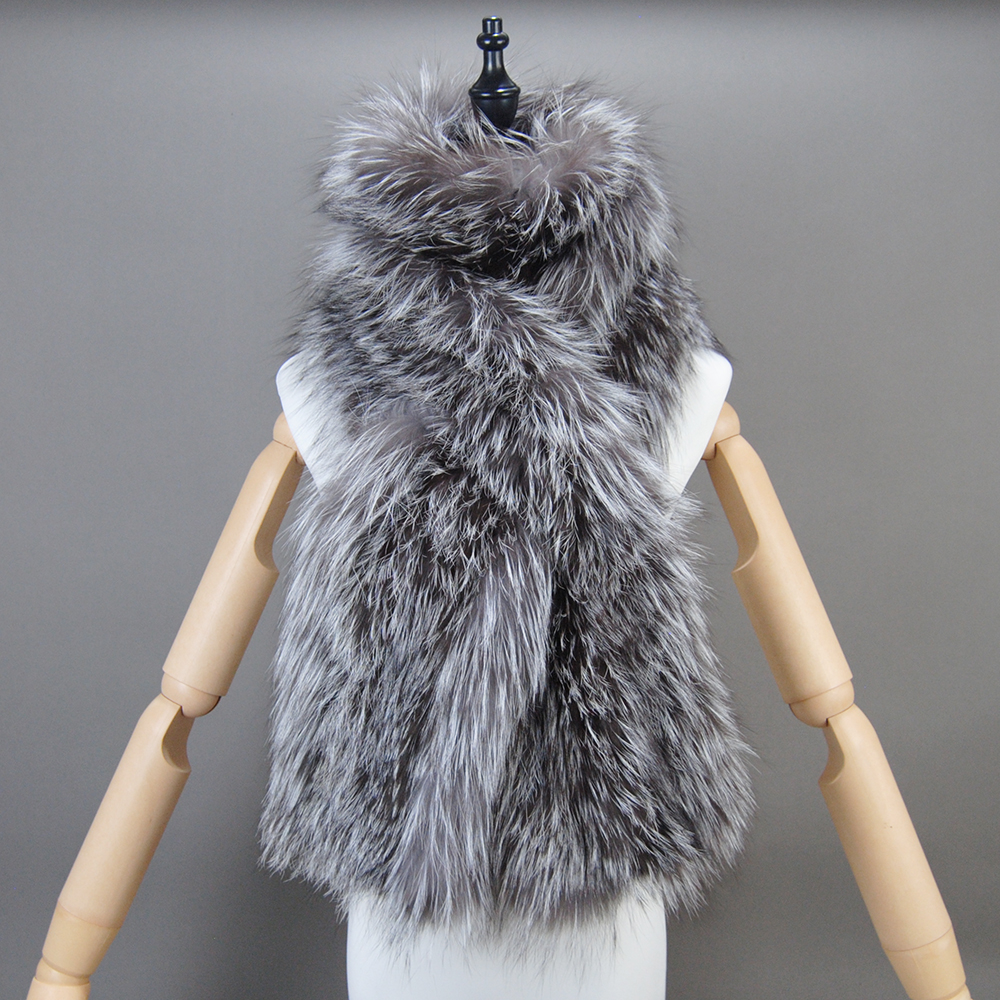 Écharpe femme doux tricoté dame longue Style réel fourrure de renard châle enveloppement naturel fourrure de renard anneau foulards hiver chaud véritable fourrure de renard écharpe