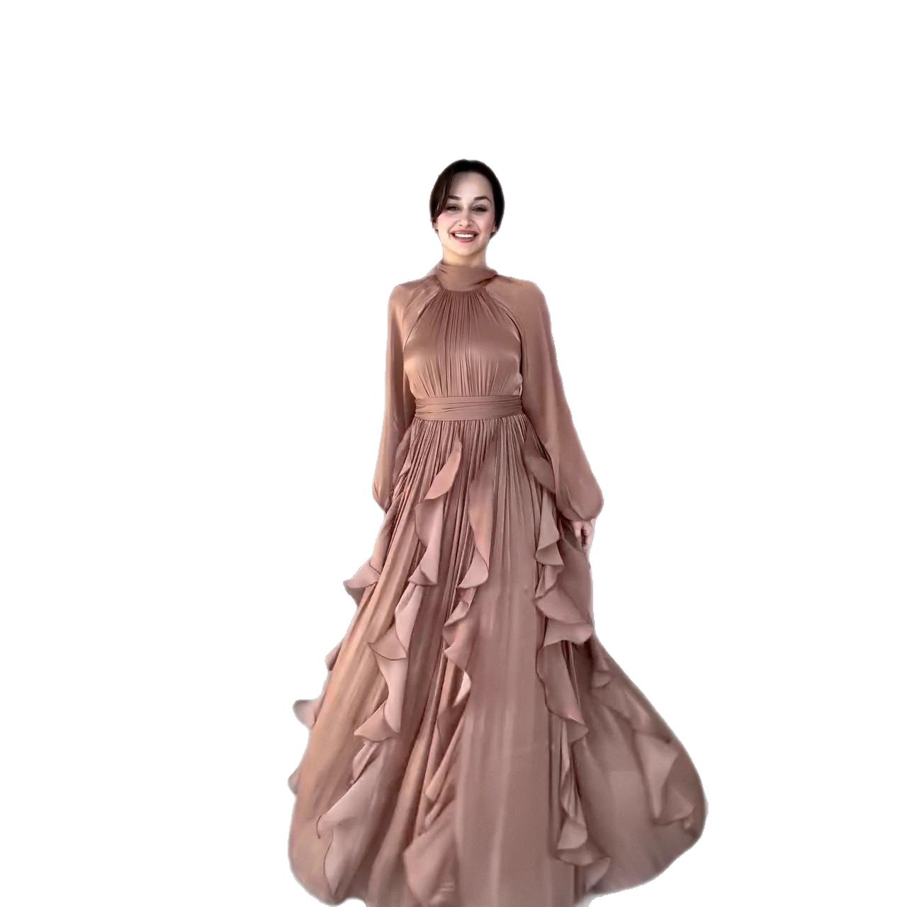 Robe de fête musulmane pour femme, Abaya, Jalabiya, Kaftan, Robe longue arabe, style Dubaï, Maroc, avec volants, pour l'Aïd et le Ramadan