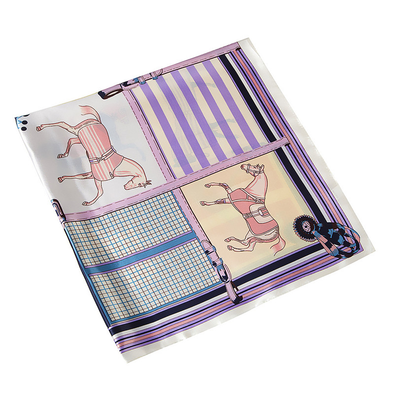Nouveau Design Plaid chariot Foulard en soie pour dames rayé Hijab châle marque écharpe Foulard carré foulards enveloppes pour les femmes