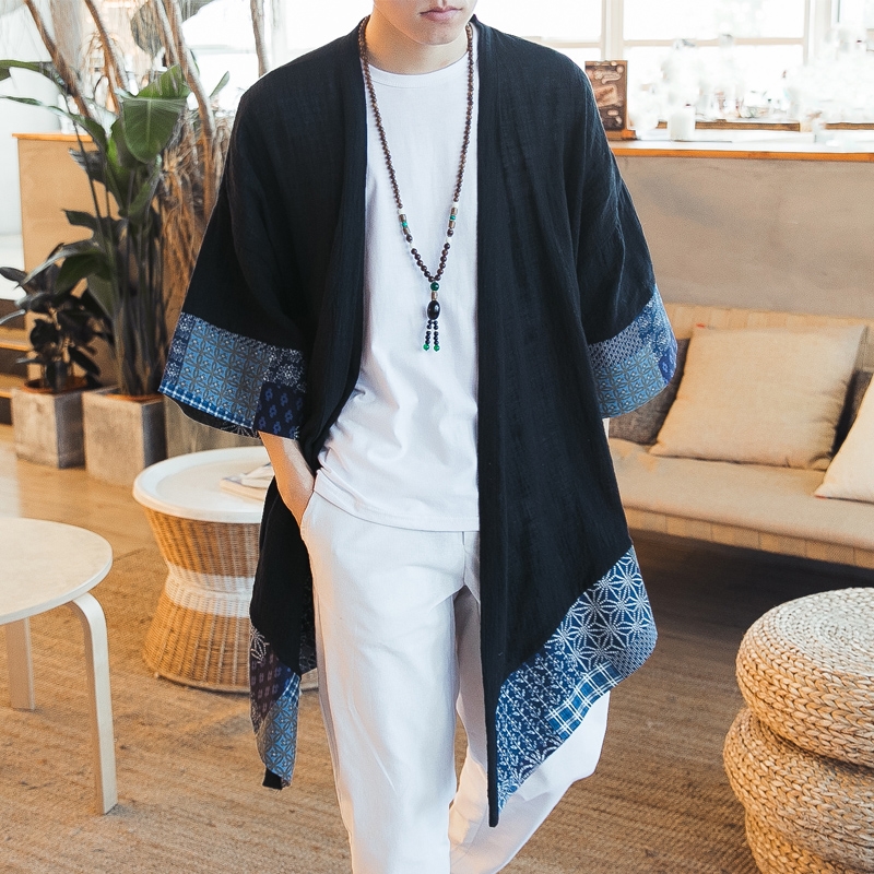 Cardigan Kimono japonais pour hommes, Haori Yukata, Costume de samouraï, vêtements, veste Kimono pour hommes, chemise Yukata Haori