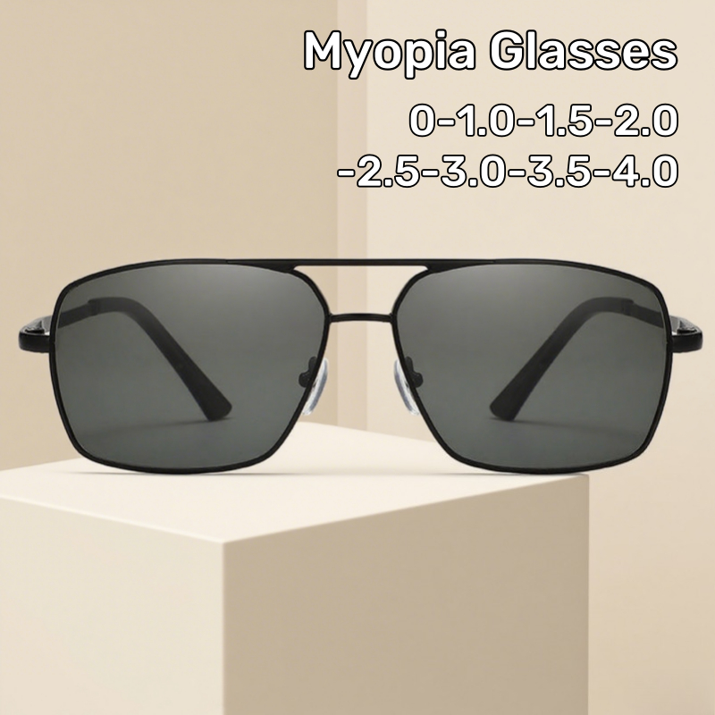 Lunettes de myopie à Double faisceau pour hommes, grande monture, confortables, ombrage solaire, Anti-éblouissement, HD, pour la conduite