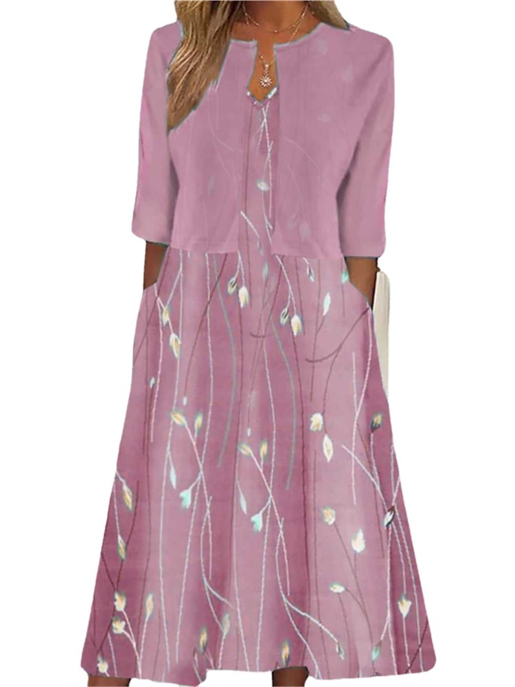 Robe à imprimé floral à col en V pour femmes, ensemble d'été en fibre bohème et cardigan, petit manteau imbibé, robe de plage décontractée, tenues 2 pièces