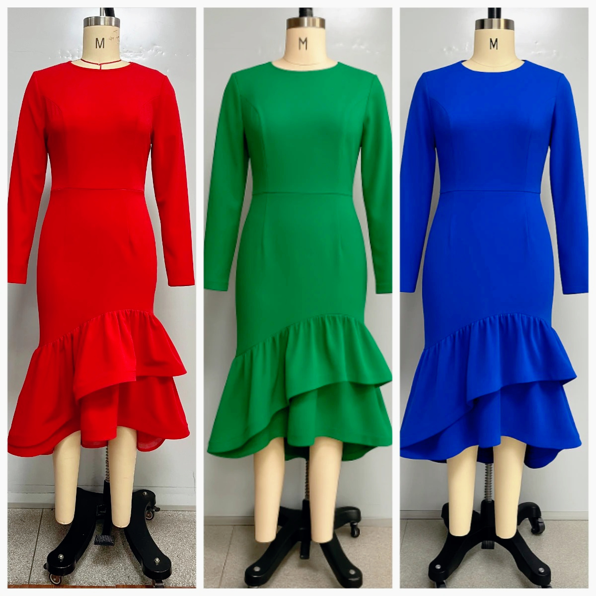 Robes d'église élégantes, manches longues, sirène, volants, pour femmes, bureau, travail, fête d'affaires, mode automne 2025, nouveau africain