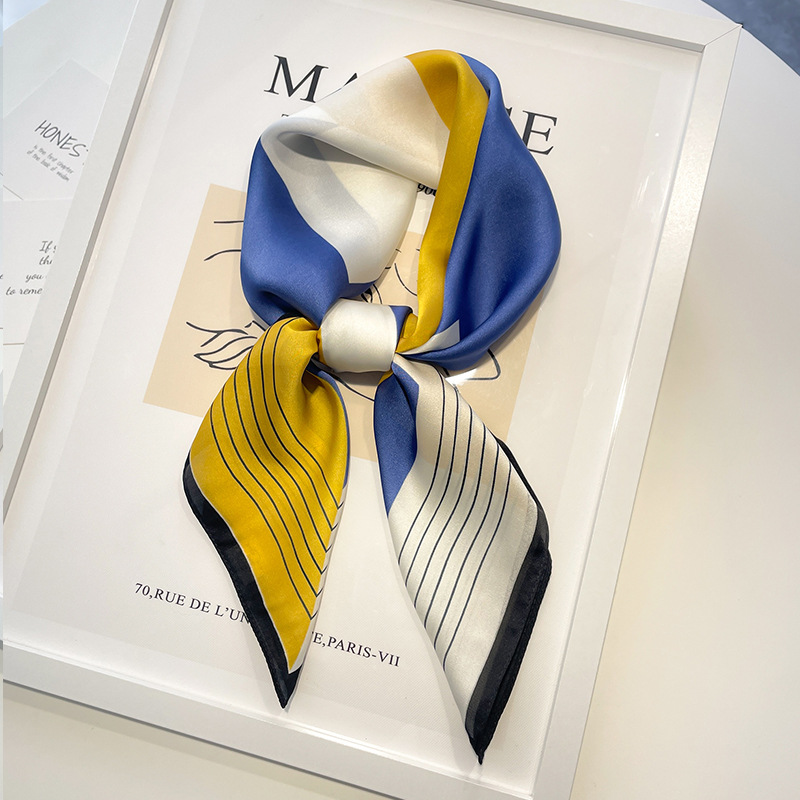 Mouchoirs cheveux foulard en soie 70*70 cm imprimé Satin grand carré foulards en soie châles pour femmes marque de luxe concepteur Hijab bandeau