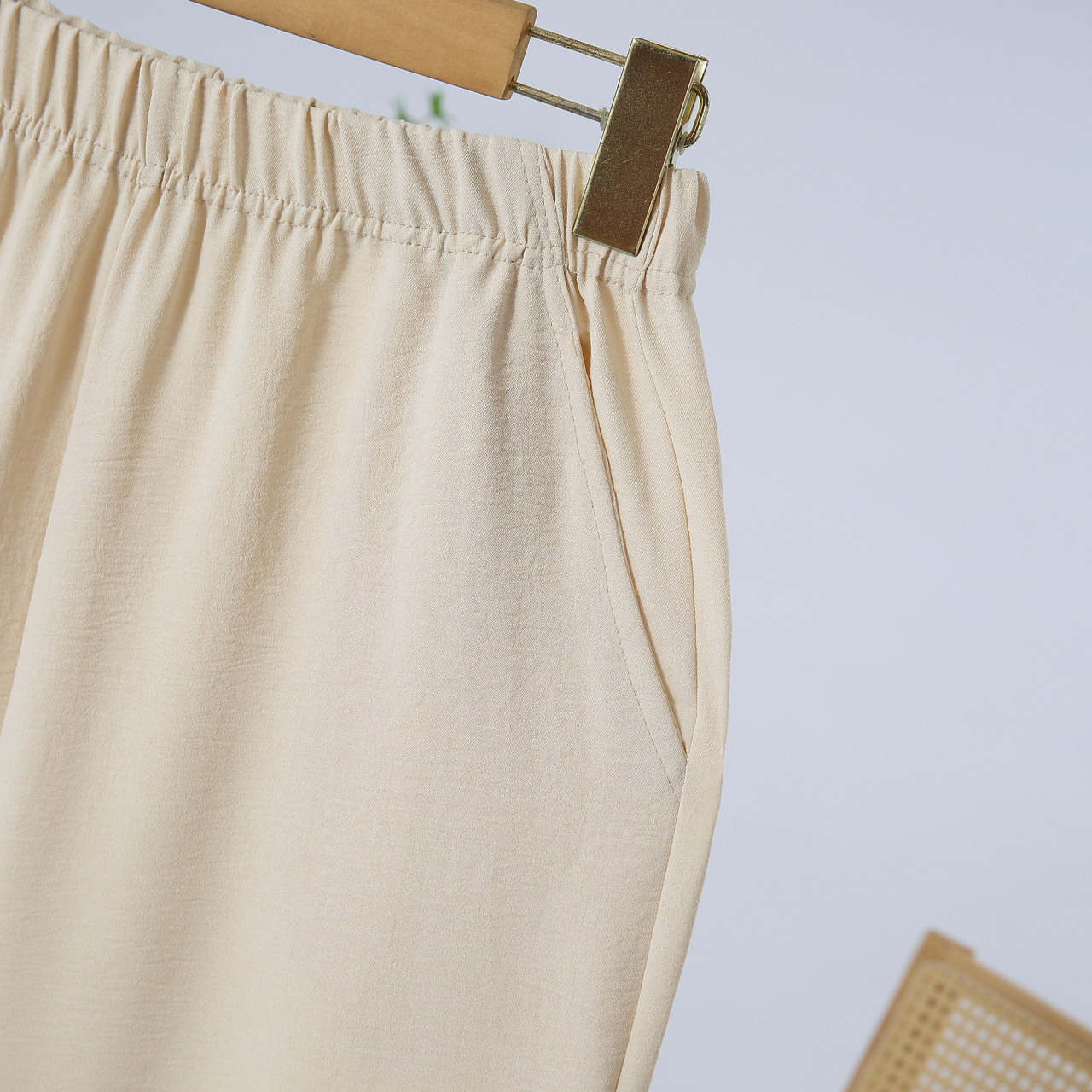 Pantalon d'été vintage pour femme, coupe large, taille élastique, couleur unie, droit, décontracté, ample, grande taille