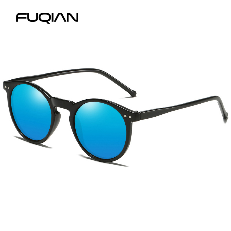 Lunettes de soleil polarisées rondes de luxe pour femmes et hommes, rétro classiques noires, à la mode, pour la conduite, UV400