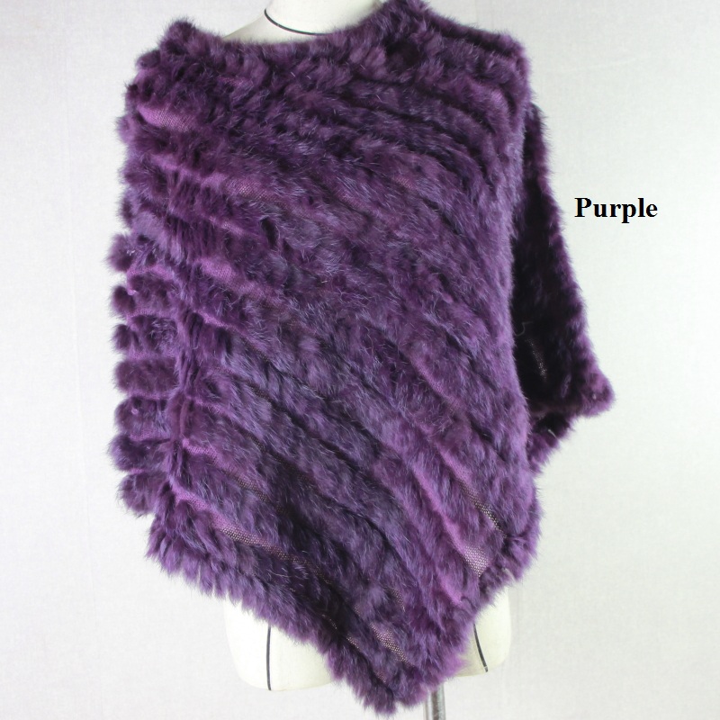 Nouveauté offre spéciale châles Pashmina en vraie fourrure pour femme tricoté à la main Poncho en fourrure de lapin femmes châle en fourrure hiver