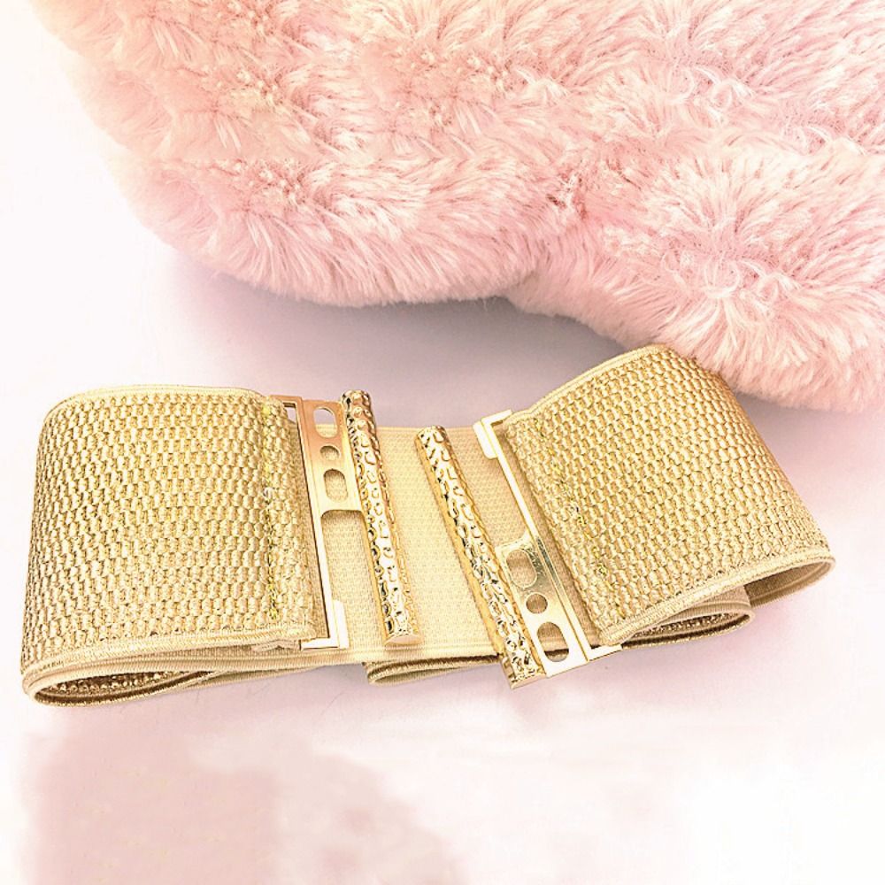 Ceinture Corset Large à Boucle Symétrique Tendance, Design de Luxe de Marque, Ceintures Tissées Bohèmes Extensibles pour Femme