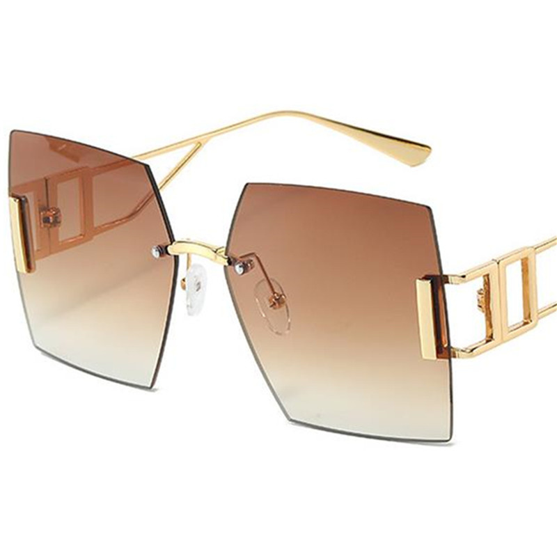 Lunettes de soleil rétro Anti-UV pour femmes, verres carrés, verres de couleur dégradée, personnalité Google, sans bords