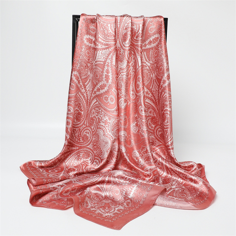 Écharpe carrée imprimée tendance pour femme 90*90cm, grands foulards en soie pour femmes, bandanas, châle de plage de luxe, enveloppes pour femmes, hijab, foulard