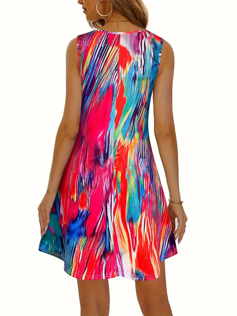 Vêtements décontractés pour femmes printemps/été - Robe sans manches imprimée de style resort