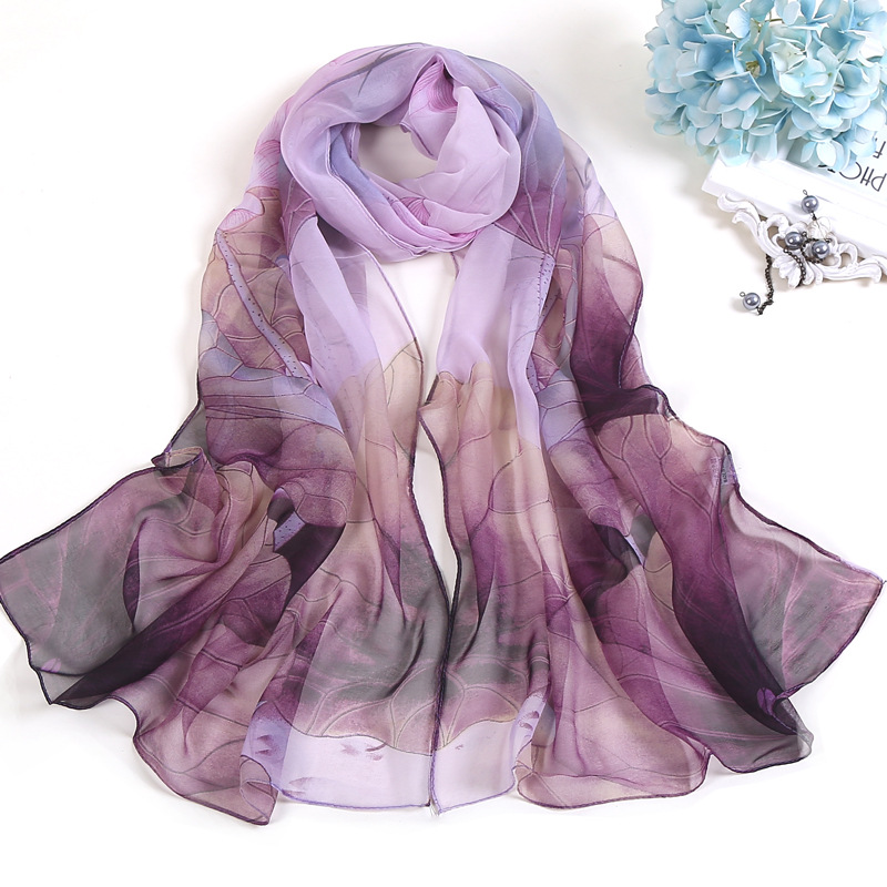 Echarpe en mousseline de soie georgette pour femme, châle long de plage, bandana féminin élégant, écharpes fines, hijab