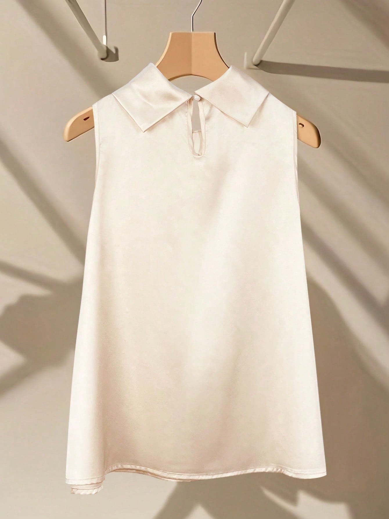 Chemisier sans manches en satin pour femmes, 100% polyester, col à nœud papillon, élégant débardeur de bureau