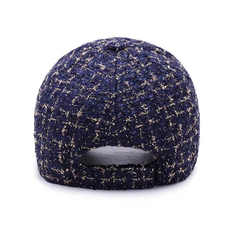 Casquette de Baseball pour femmes, automne et hiver, mode fil d'or Tweed, casquette à rabat réglable pour l'extérieur, chapeau de soleil chaud, chapeaux de papa élégants