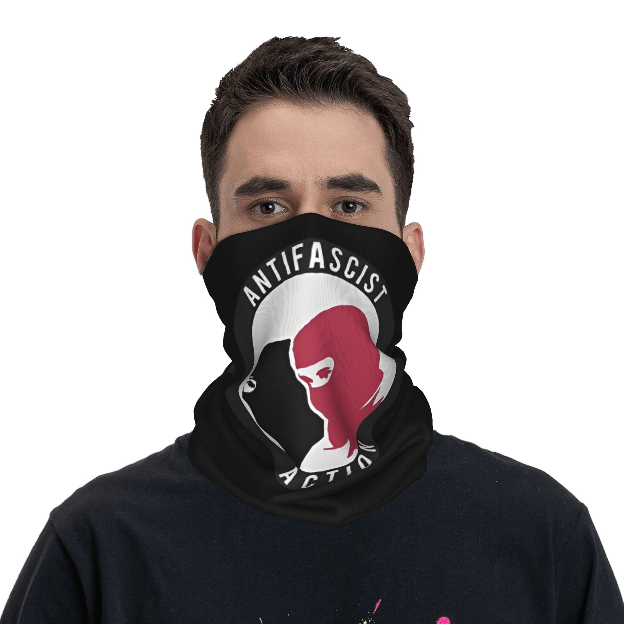 Anti fasciste Bandana cache-cou imprimé foulard chaud cyclisme écharpe cyclisme pour hommes femmes adultes toutes saisons