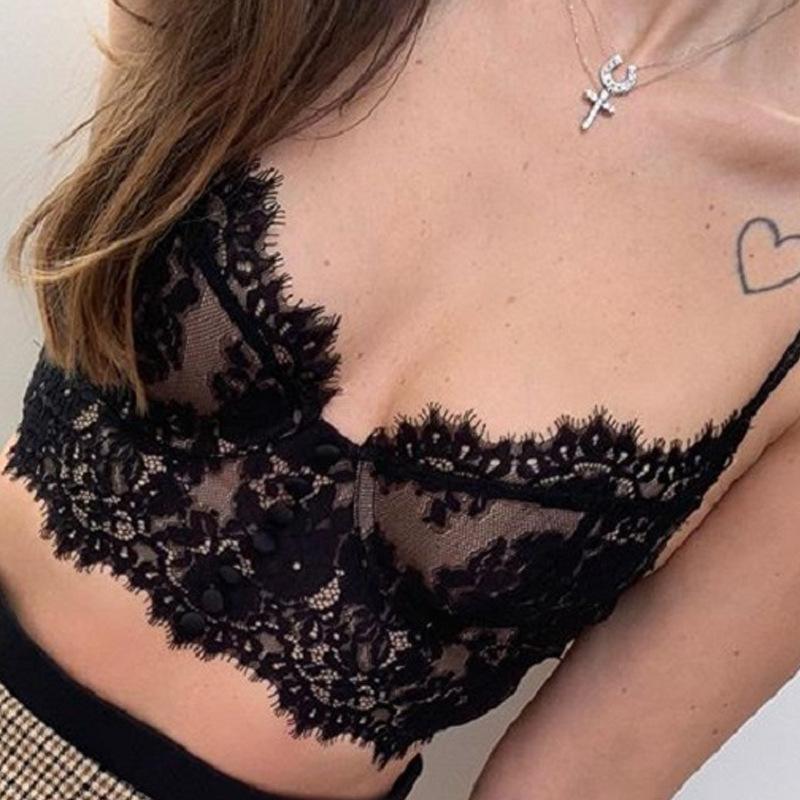 Haut court en dentelle dos nu pour femme, caraco de boîte de nuit sexy, haut vintage à armatures, haut glacé pour femme, été 2022