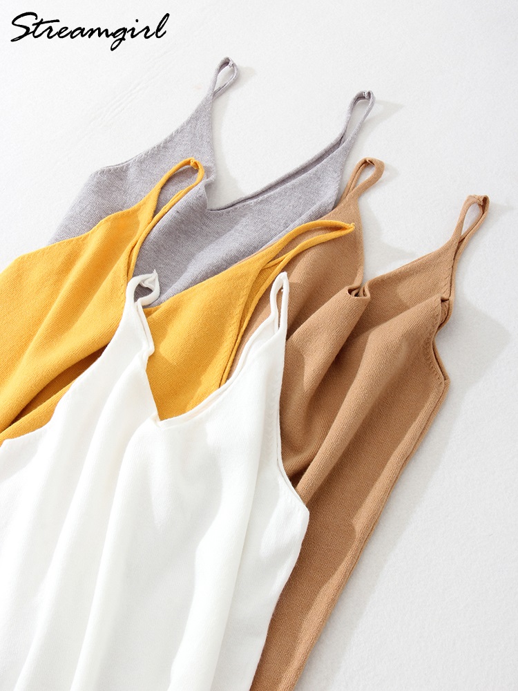Femmes Tricoté Bretelles Supérieures Base D'été Débardeurs Pour Femmes 2023 Camisoles T-shirts Femmes Tops Été Pulovers Femme Hauts D'été