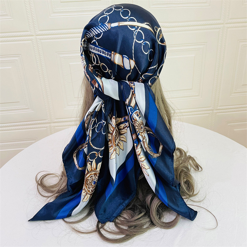 Foulard de cheveux en soie pour femmes, Foulard d'été en Satin, Bandana Cheveux doux, Hijab pour dames