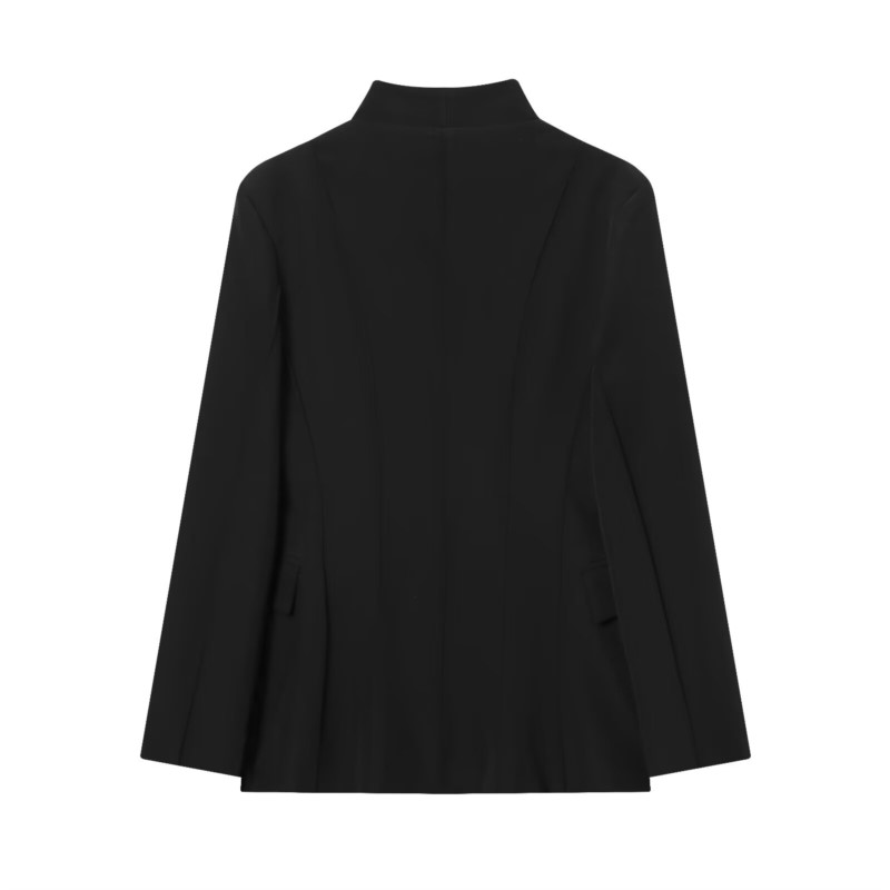 Automne femmes Simple Blazer col en V à manches longues femmes décontracté poche manteaux Chic femmes hauts