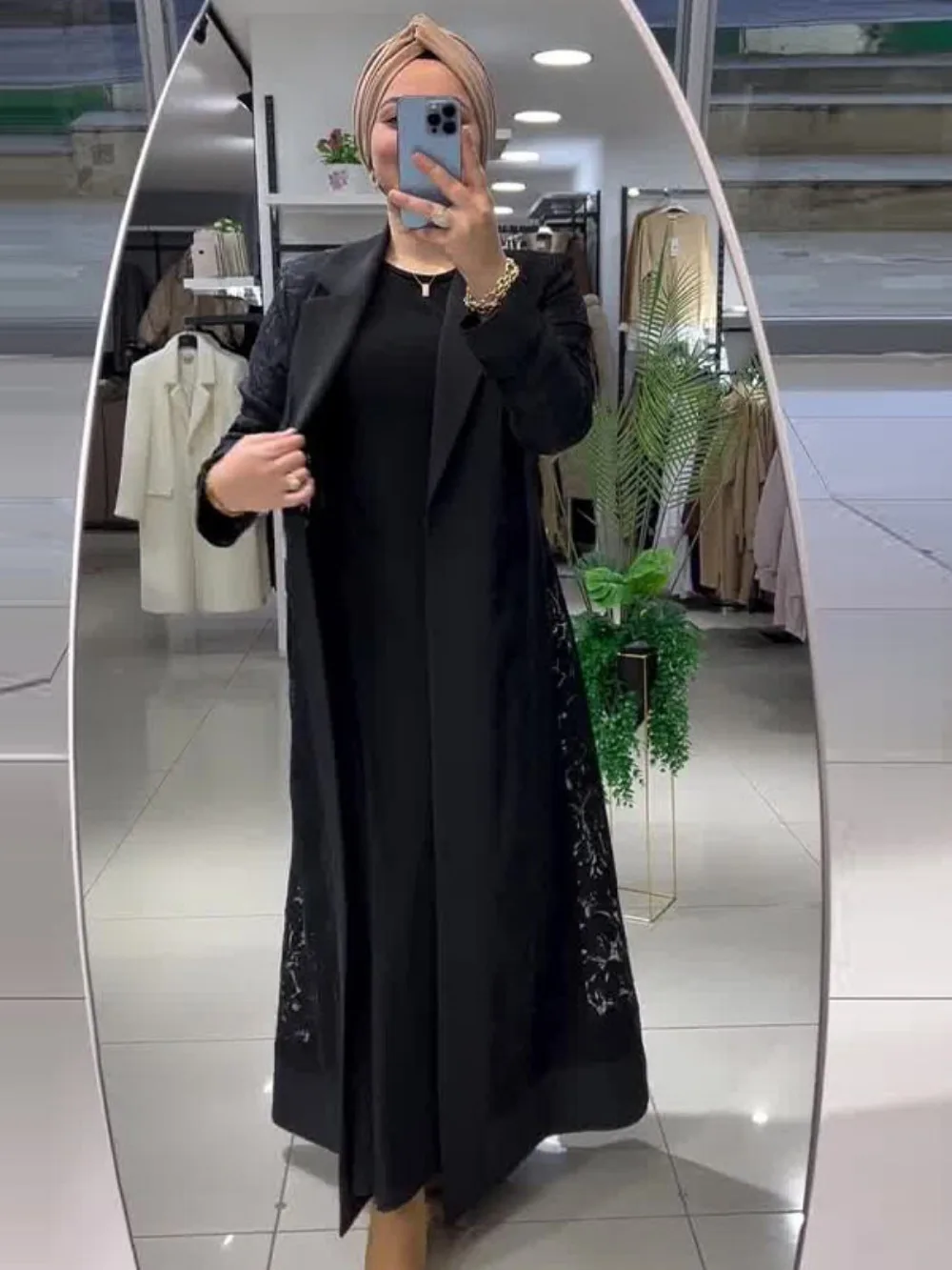 Abaya-Manteau long décontracté pour femmes musulmanes, pardessus à revers amissié, coupe-vent arabe, Ramadan, Maroc, Dubaï, Eid