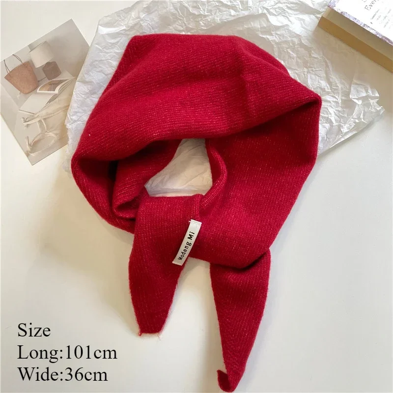 Hiver corée tricoté Triangle écharpe laine chaud châle écharpe femmes cou Protection petite écharpe cachemire écharpe
