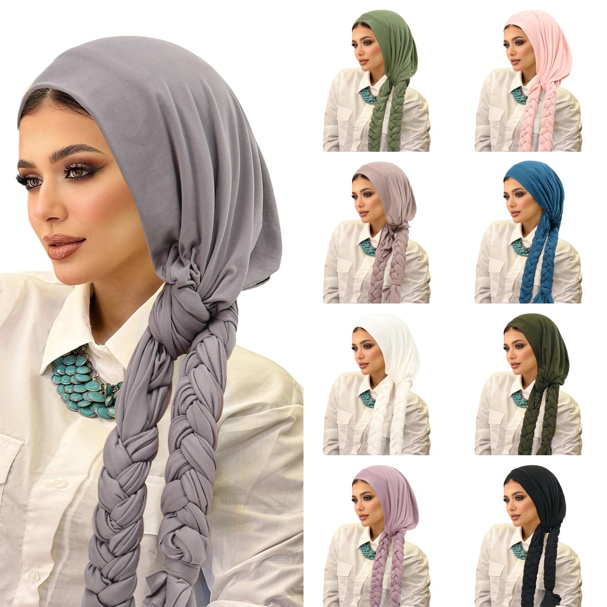 Hijabs musulmans pour femmes, foulard, chapeau tressé, couverture de cheveux, accessoire tendance, bandeau populaire transfrontalier pour femmes