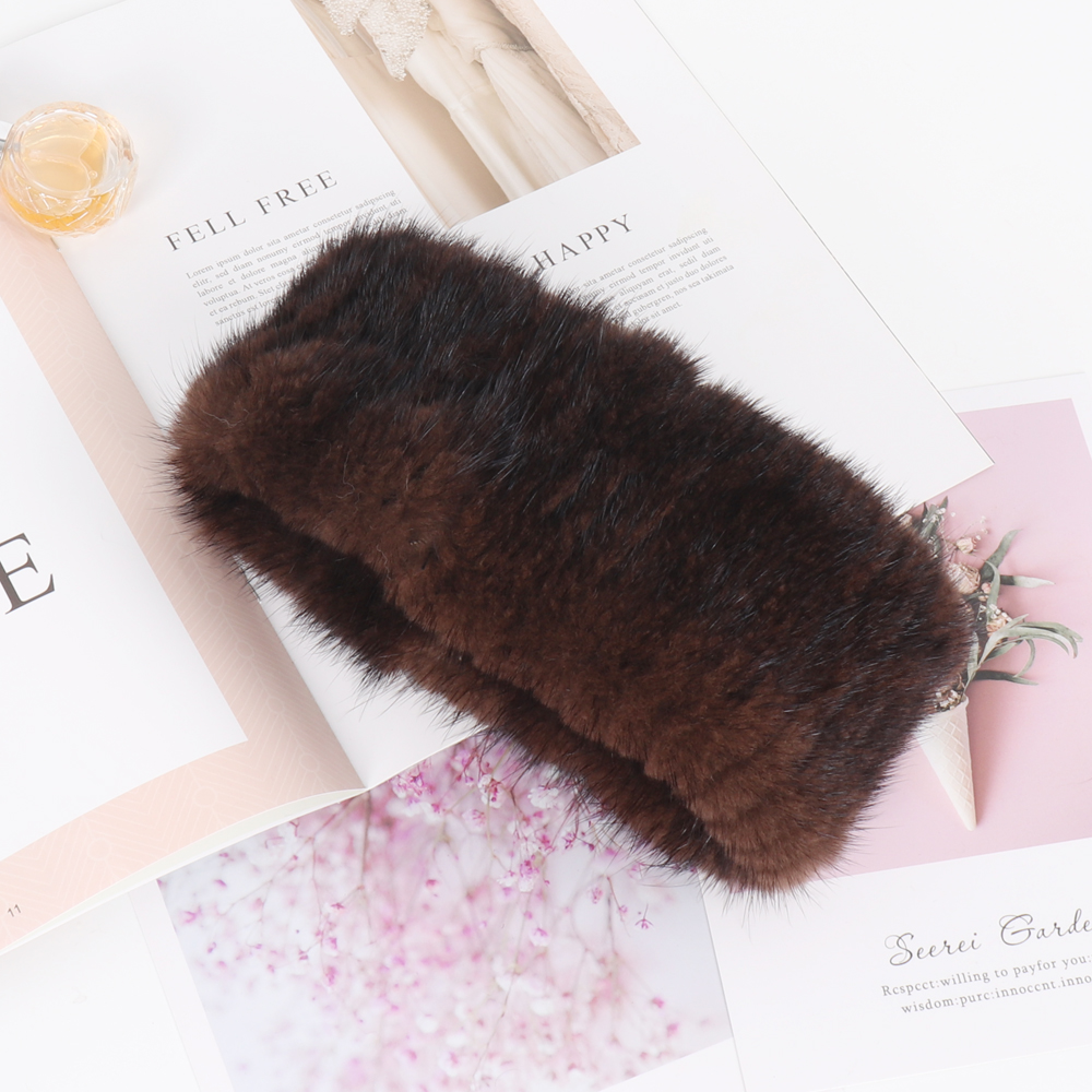 Nouvelle Collection Hiver 2026 : Bandeau-Écharpe en Véritable Fourrure de Vison Naturelle pour Filles et Femmes, Chaud et de Qualité, Tricoté et Élastique