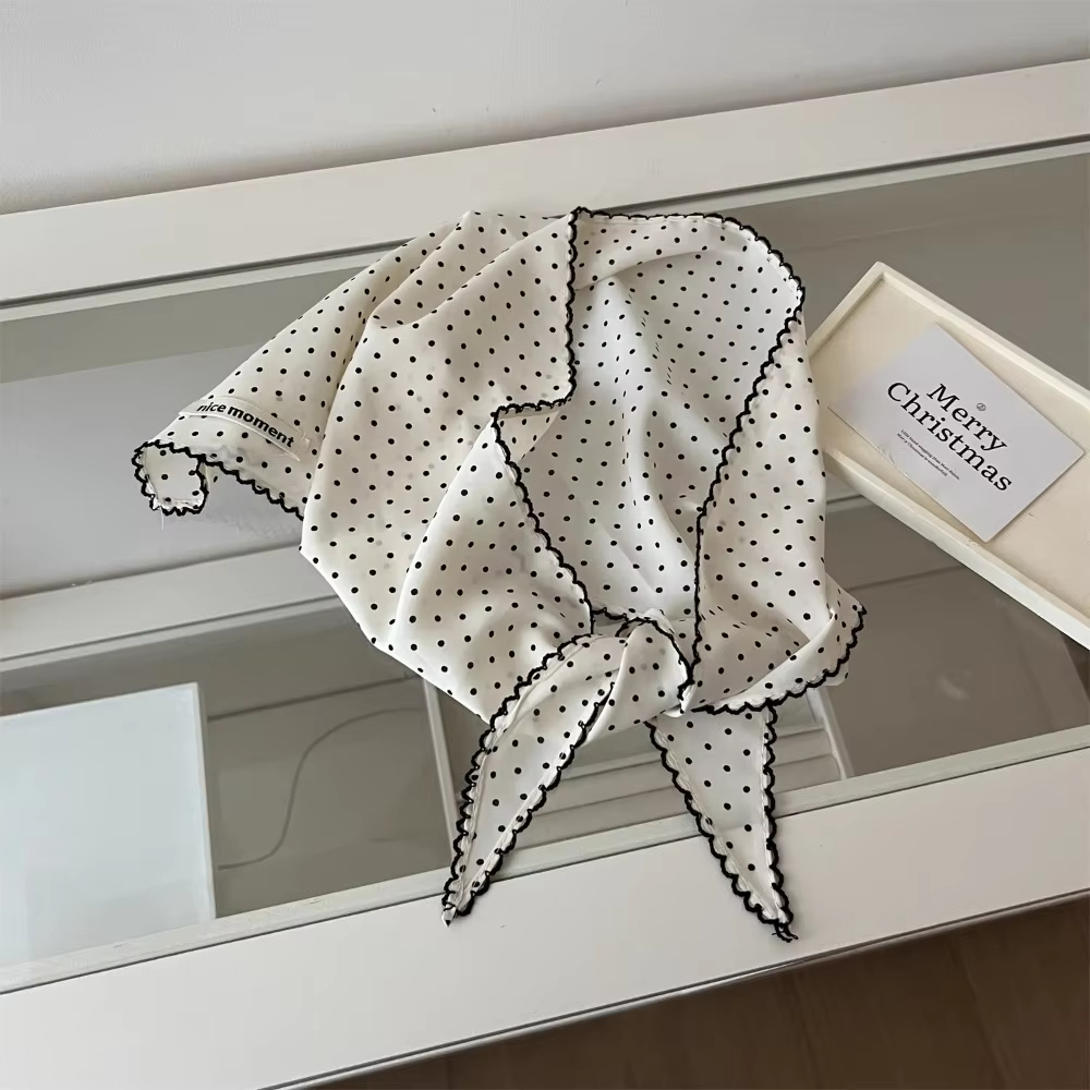 Coréen doux à pois bandeau foulard Turban écharpe mode soie triangulaire bandeau de cheveux mince rayé vacances cheveux écharpe