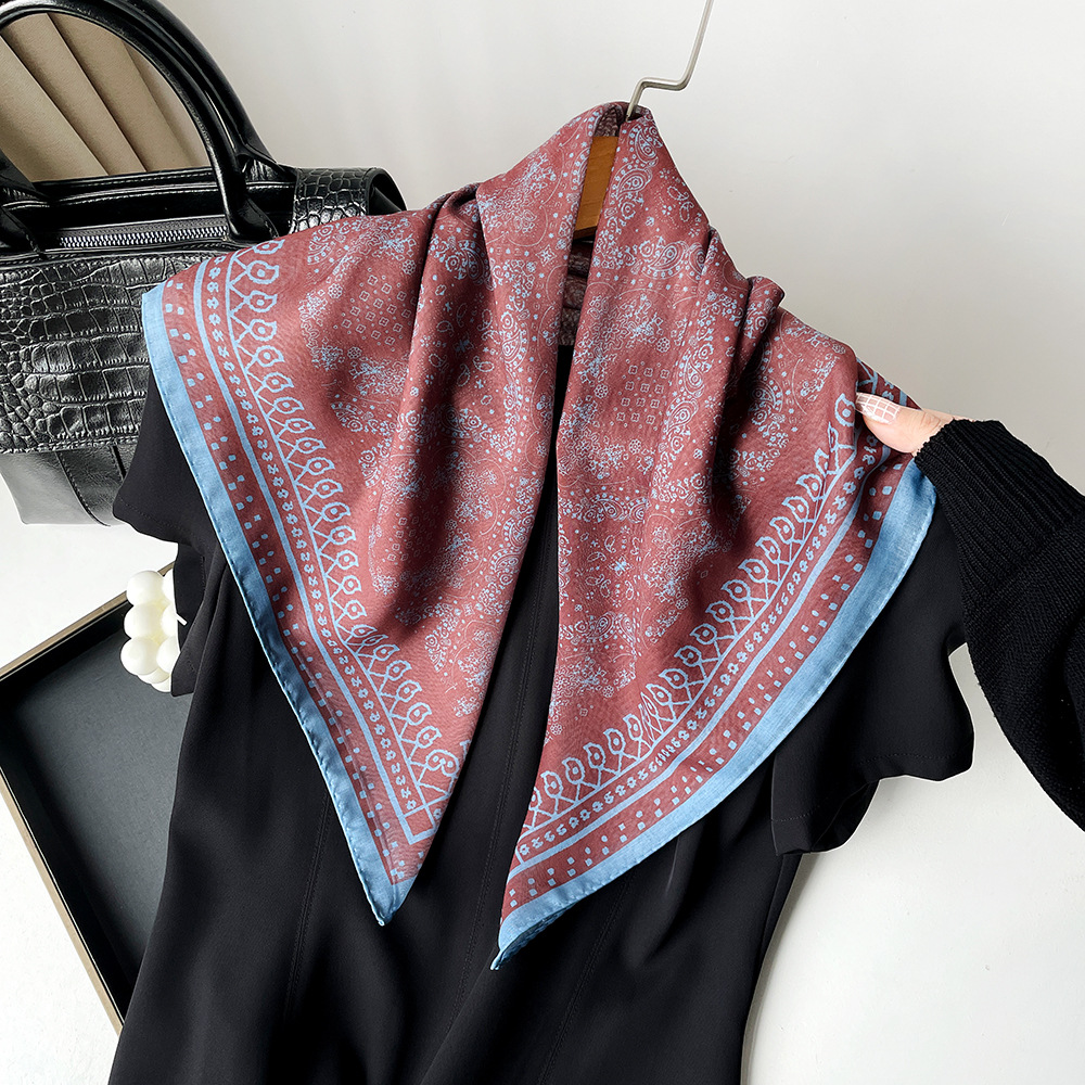 Rétro peinture à l'huile coton lin bandeau soie petite écharpe carrée femmes conception mince taille écharpe décorative bandeau foulard 4w923