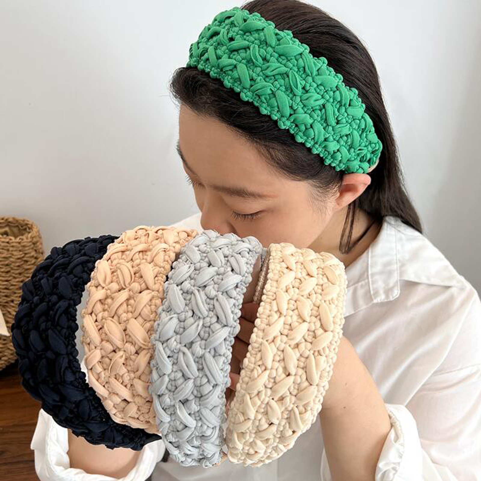 Turban Tressé sur le Côté Large pour Femme, Bandeau de Cheveux Fait à la Main, Accessoires de Cheveux, Document Solide, Vêtements de Sauna, Nouvelle Mode