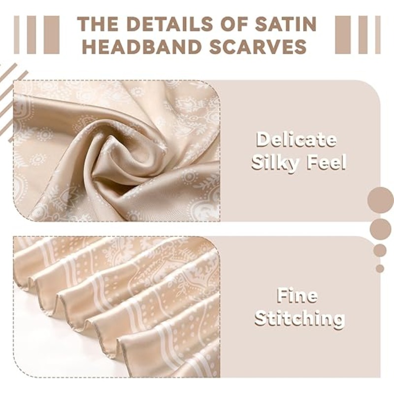 1 pièce Foulard carré en satin fin 68 cm à motif cachemire pour femme, printemps et été, rétro et polyvalent, utilisable comme foulard de tête ou châle