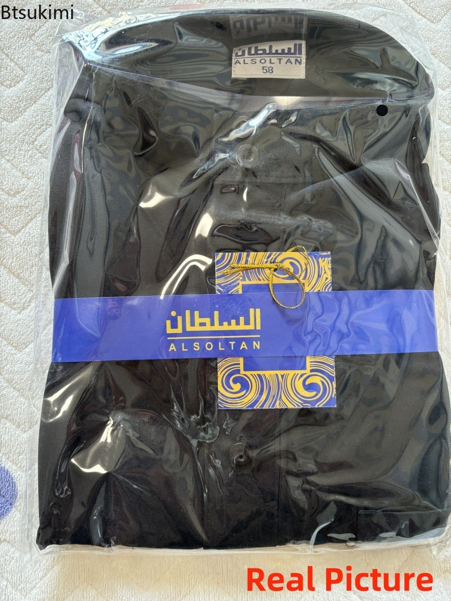 Nouvelle Tunique Longue Homme Musulman du Moyen-Orient à Manches Longues, Col Rond, Couleur Unie, Style Kaftan Islamique, Maxi Dubai, Jubba, Thobe, Abaya, Vêtements 2026