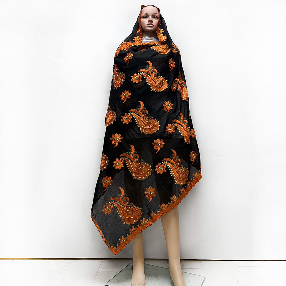 Écharpe Hijab Musulmane pour Femme Africaine, Tissu 100% Coton Rayonne, Fil de Haute Qualité, Style Dubaï, Excellent