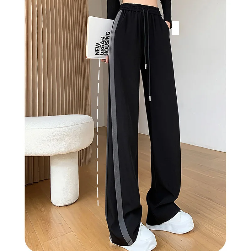 Pantalon de dehors Décontracté pour Femme, Baggy Confortable, Jambes Larges, Droites, Mode Fjfemale, Taille Haute, Été