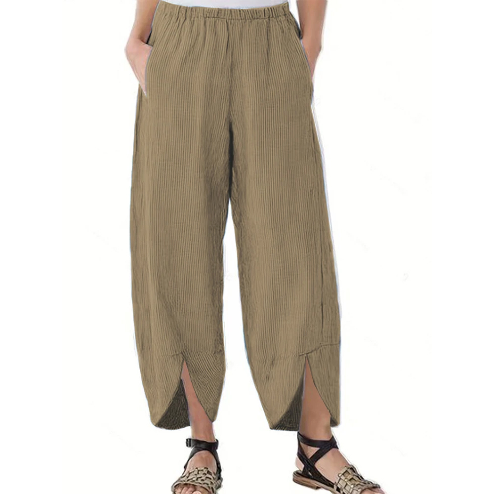 Nouveautés 2026 : Pantalons amples à jambes larges pour femmes grandes tailles, taille élastique, coupe décontractée, couleur unie