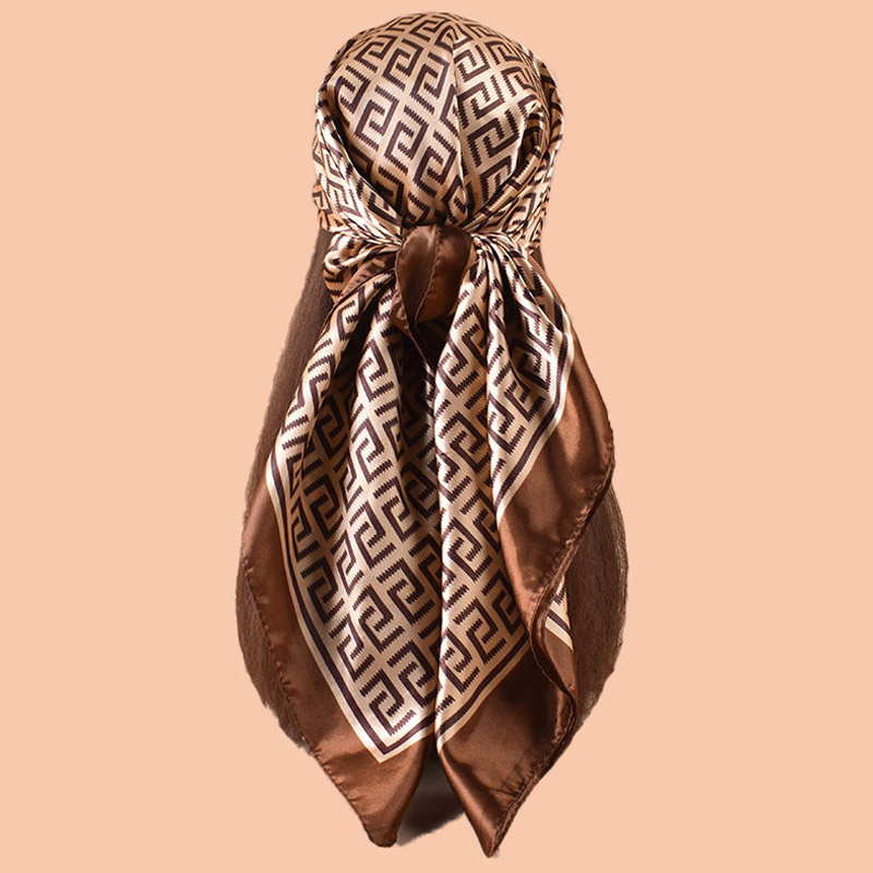 Foulard en soie de haute qualité, couvre-chef pour femmes, quatre saisons, Hijab, Bandana de luxe, 90x90cm