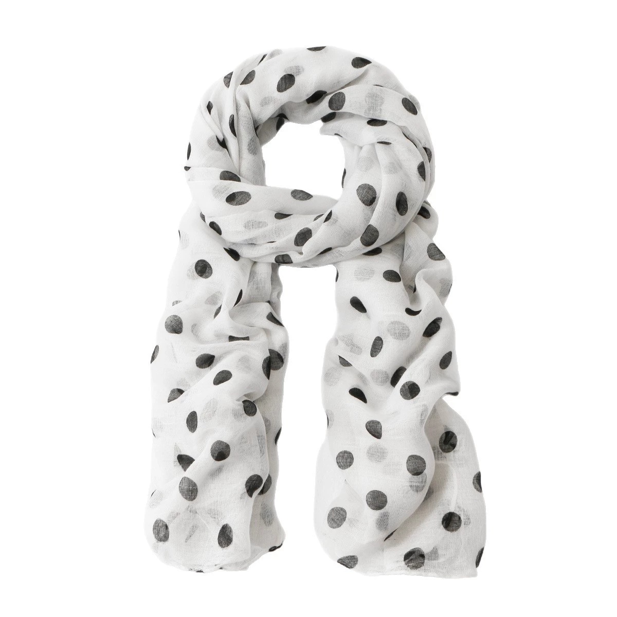 Écharpe à pois pour femme en mousseline, nouveau foulard arabe d'été, protection solaire, hijab noir et blanc