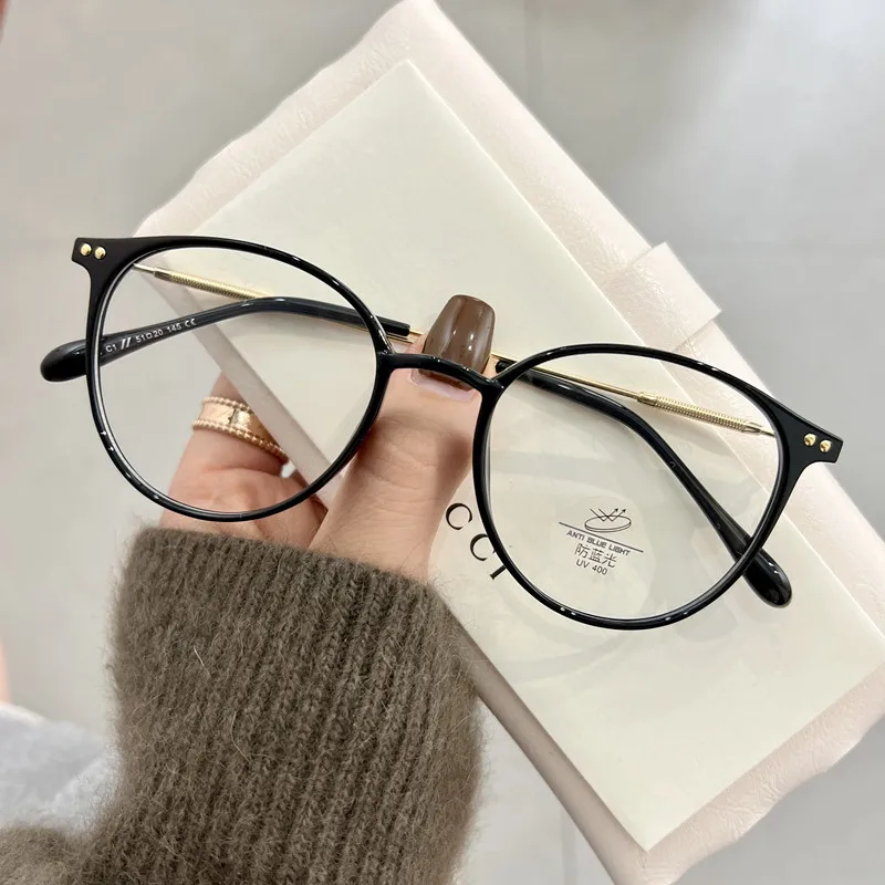 Lunettes rondes pour myopie, marque de luxe, blocage de la lumière bleue, pour femmes et hommes, Prescription, vue de près, dioptrie 0 à-4.0