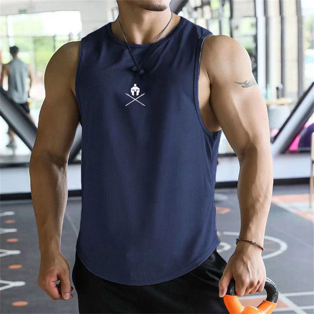 Débardeur de sport d'été pour hommes, respirant, coupe ample, t-shirt d'entraînement sans manches, gilet à séchage rapide, vêtements de fitness pour hommes