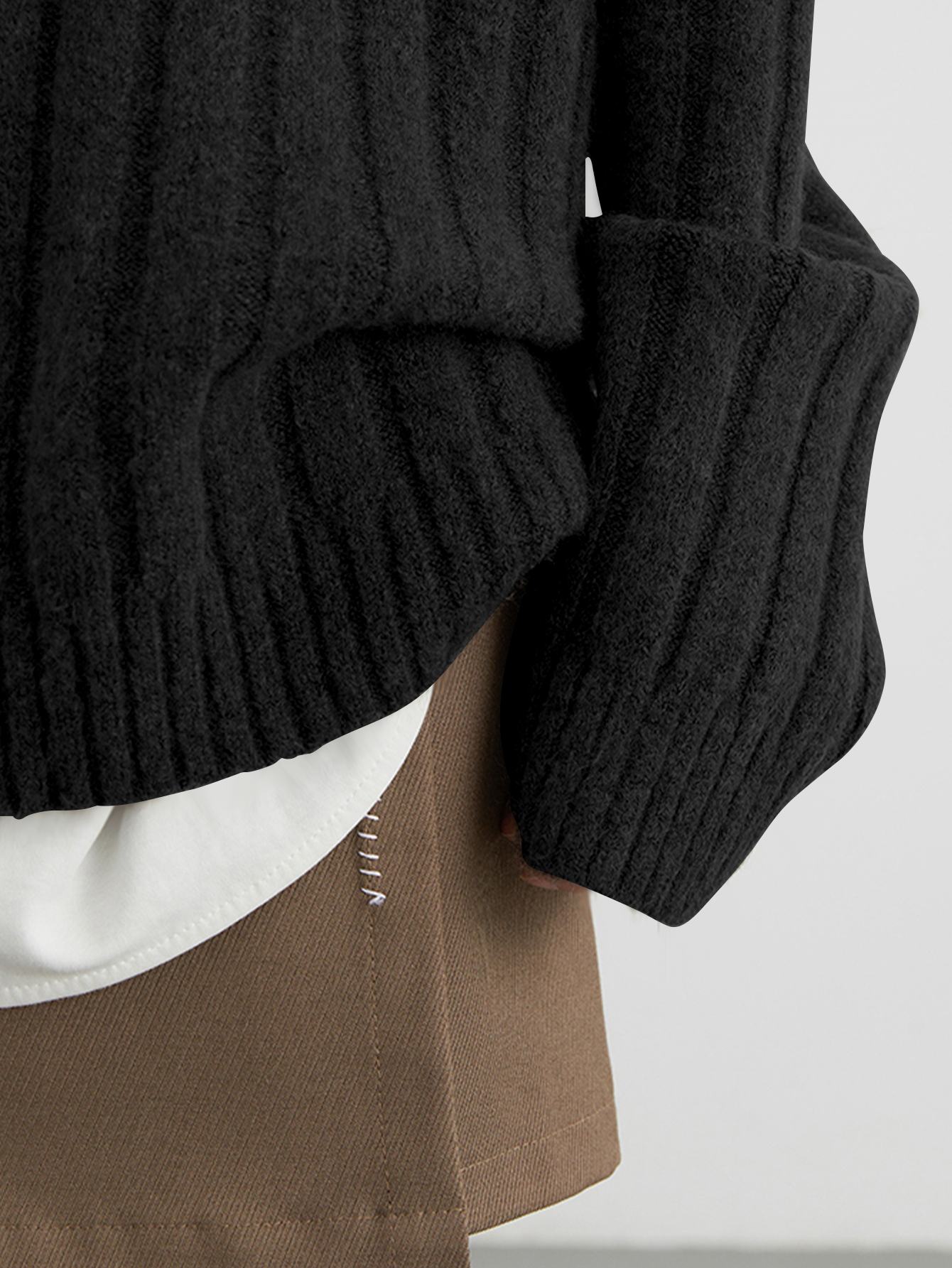 Pulls tricotés décontractés à manches longues pour femmes, col en V, couleur unie côtelée