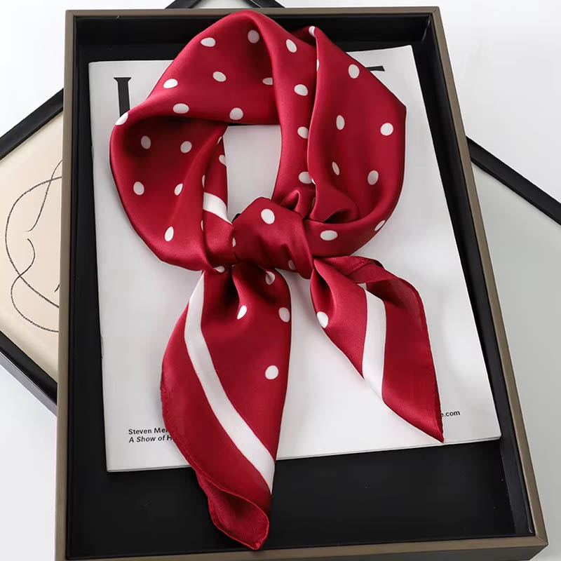 Luxe dame cheveux Dot écharpe femme soie carré foulards bandeau pour femmes Bandana mode Foulard châles femme Foulard