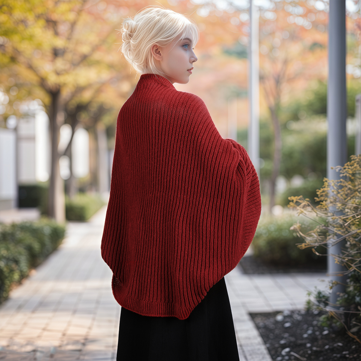 Châle ample élégant pour femme, châle uni pour femme automne-hiver, vêtement d'extérieur chaud et confortable pour le quotidien