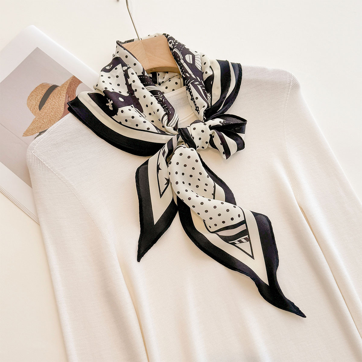 Écharpe triangulaire en soie de luxe pour l'été, châle pour femme, écharpe chaude pour le cou, protection solaire, petit foulard, bandana, pashmina, poncho